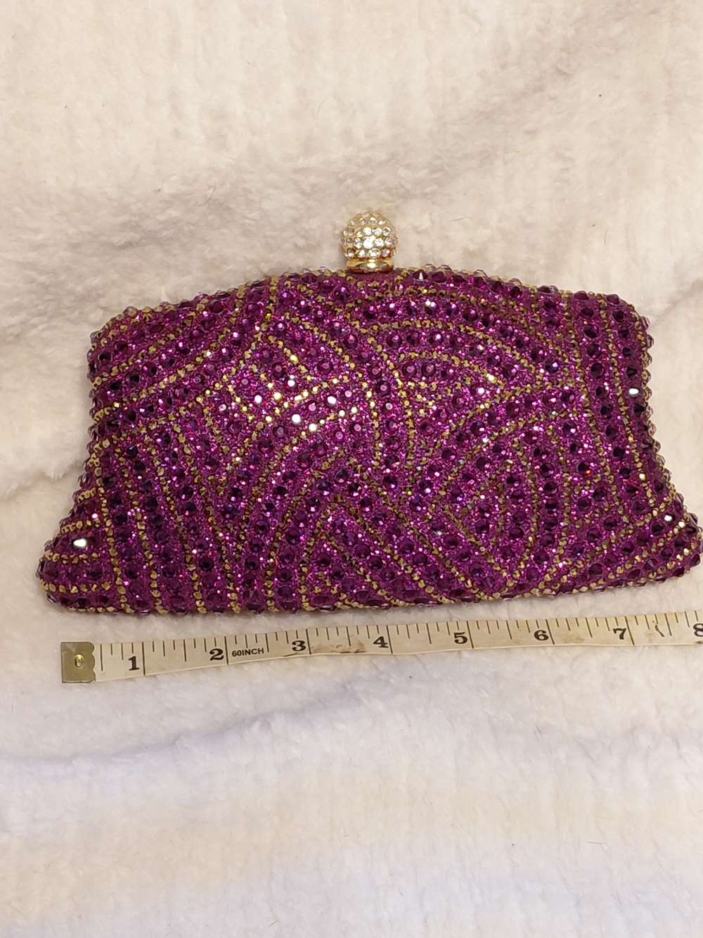 Embellished Magenta Crystal Clutch Bag - Picture 2 of 4